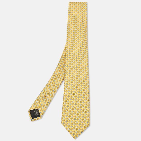 Ermenegildo Zegna Yellow Patterned Silk Tie